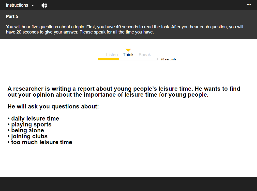 劍橋領思口說測驗 linguaskill speaking Part 5