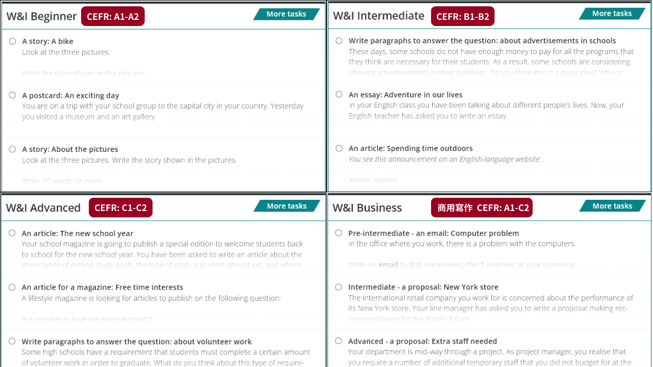領思寫作加強必備：Write & Improve免費作文批改網站 分級題目