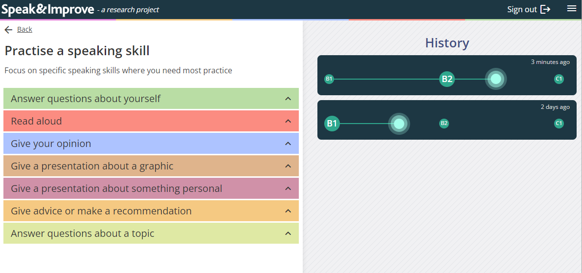 劍橋領思口說加強 speak & improve 追蹤學習成效